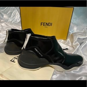 Fendi glossy black neoprene trainers (size EU 40)
